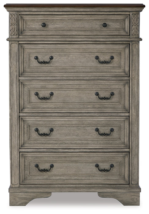 Lodenbay California King Panel Bed with Mirrored Dresser and Chest