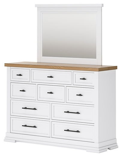 Ashbryn Queen Panel Storage Bed with Mirrored Dresser and Nightstand