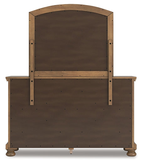 Feddinger Queen Storage Sleigh Bed with Mirrored Dresser, Chest and Nightstand