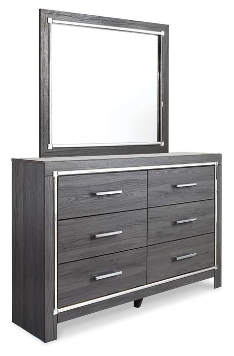 Lodanna Full Upholstered Panel Headboard Bed with Mirrored Dresser