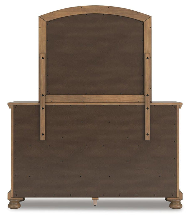 Feddinger King Panel Bed with Mirrored Dresser and Nightstand