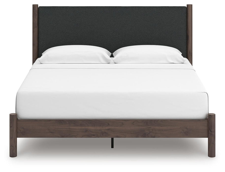 Pamytta King Upholstered Panel Platform Bed, Dresser, Mirror, Chest and Nightstand