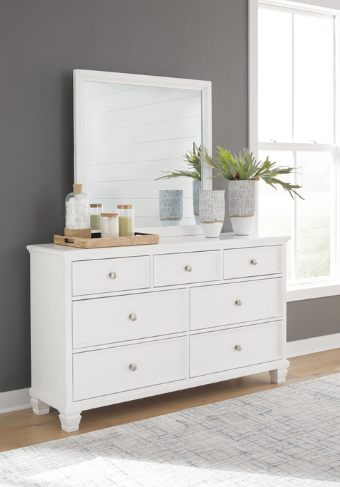 Fortman California King Panel Storage Bed, Dresser, Mirror and Nightstand