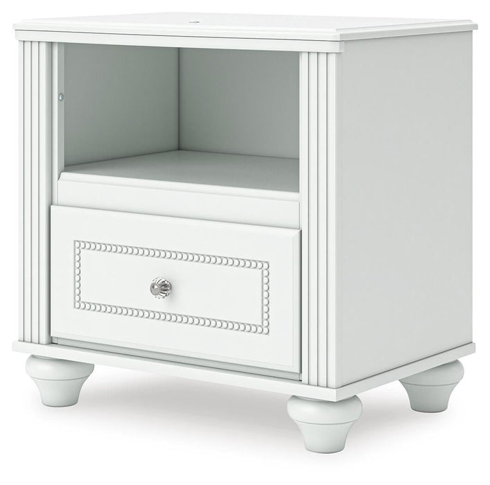 Kozlani Twin Upholstered Panel Bed, Dresser, Mirror and Nightstand